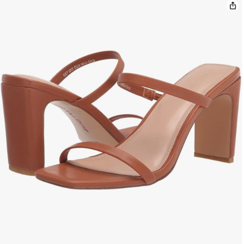 The Drop | Avery Square Toe Two Strap Heeled Sandal | Sz 8